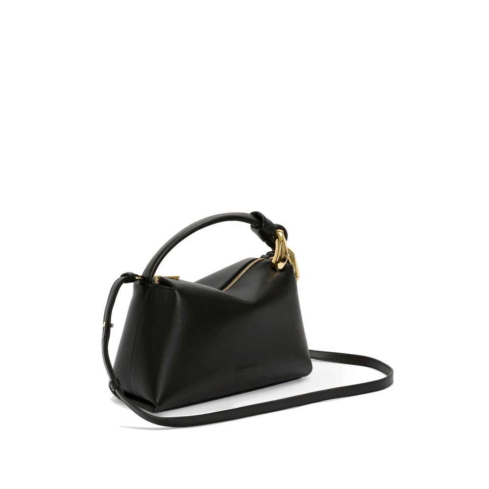 JW Anderson Zwarte leren schoudertas met kettinglink Black Dames