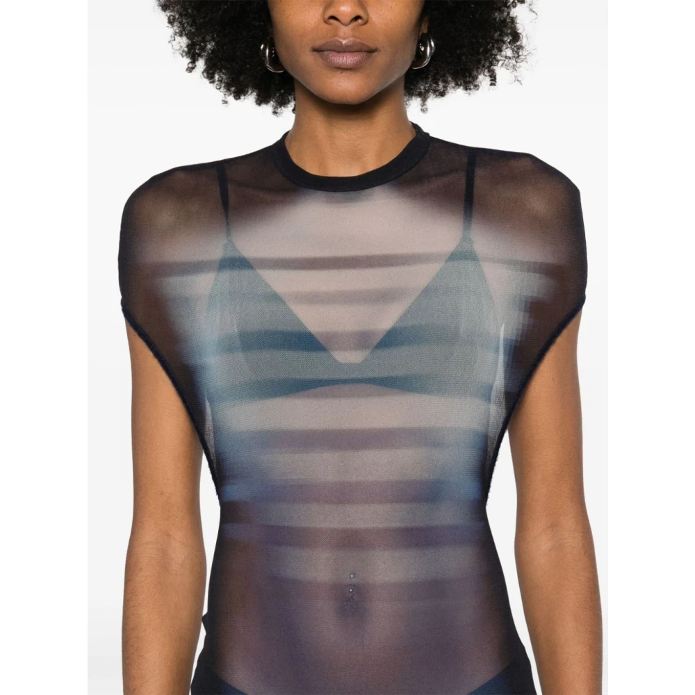 Jean Paul Gaultier Donkerblauwe Transparante Lange Jurk Blue Dames
