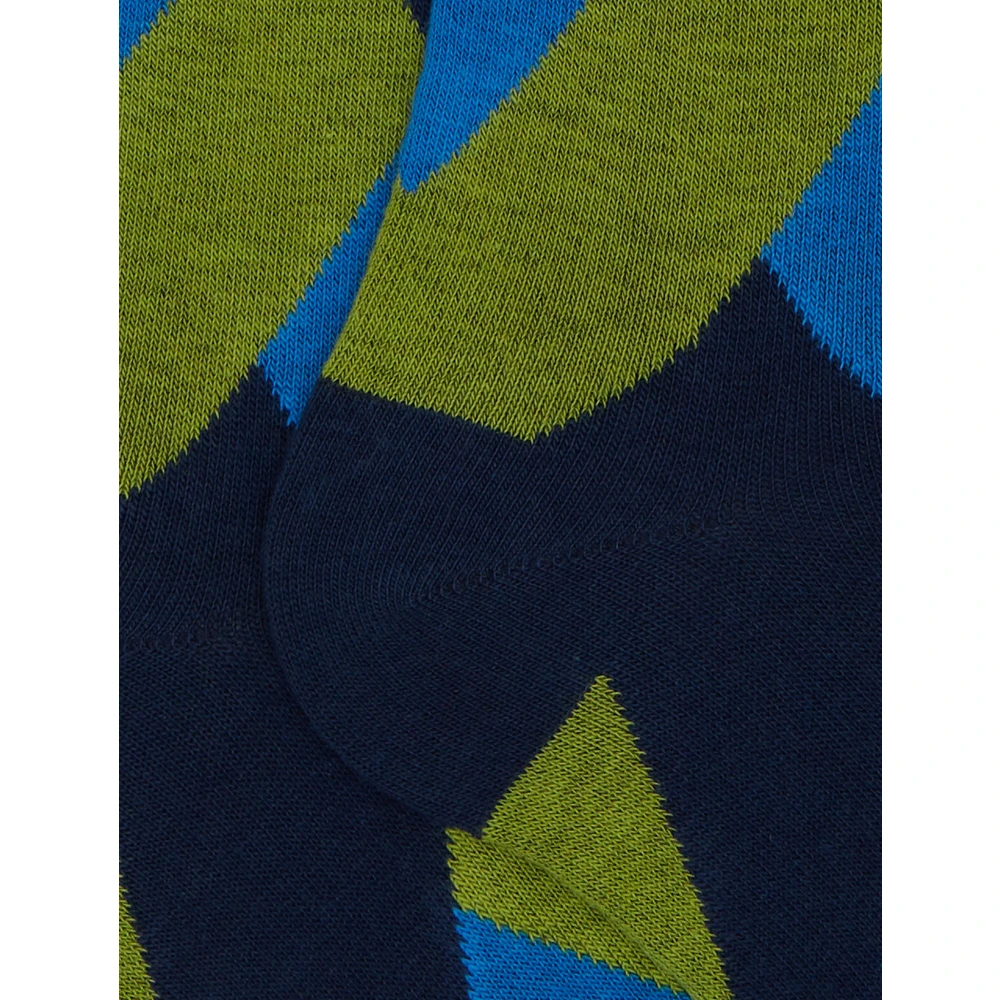 Gallo Lange blauwe katoenen sokken voor heren met gekleurd geometrisch motief Multicolor Heren