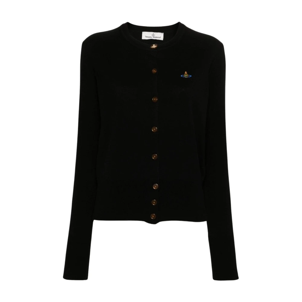 Vivienne Westwood Zwarte Cardigan met Orb Logo Borduurwerk Black Dames