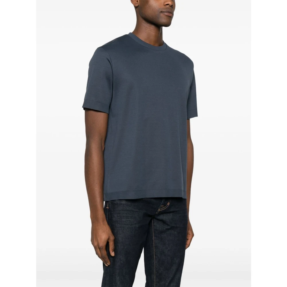 Herno Jersey Knit Effect T-Shirt Blue Heren