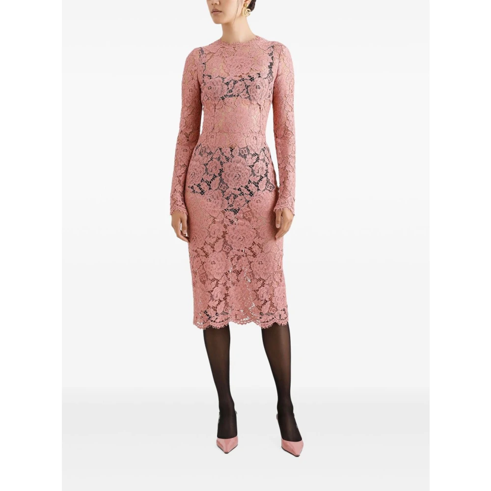 Dolce & Gabbana Roze Elegante Jurk Pink Dames