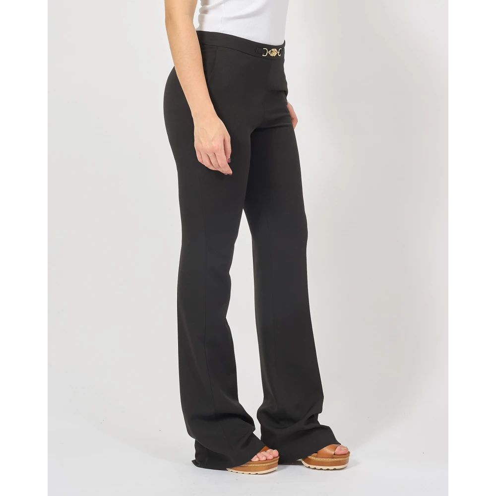 Gaëlle Paris Zwarte broek met rechte pijpen en gouden taille-accessoire Black Dames