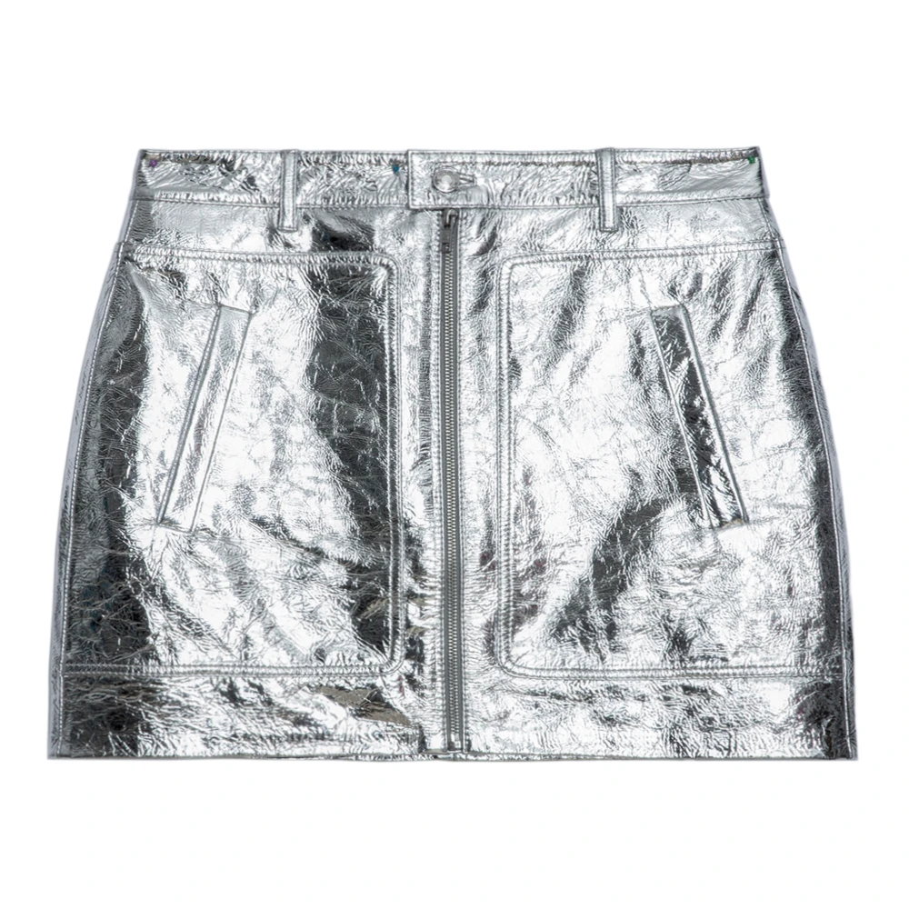 Zadig & Voltaire Metalen Leren Jas Gray Dames