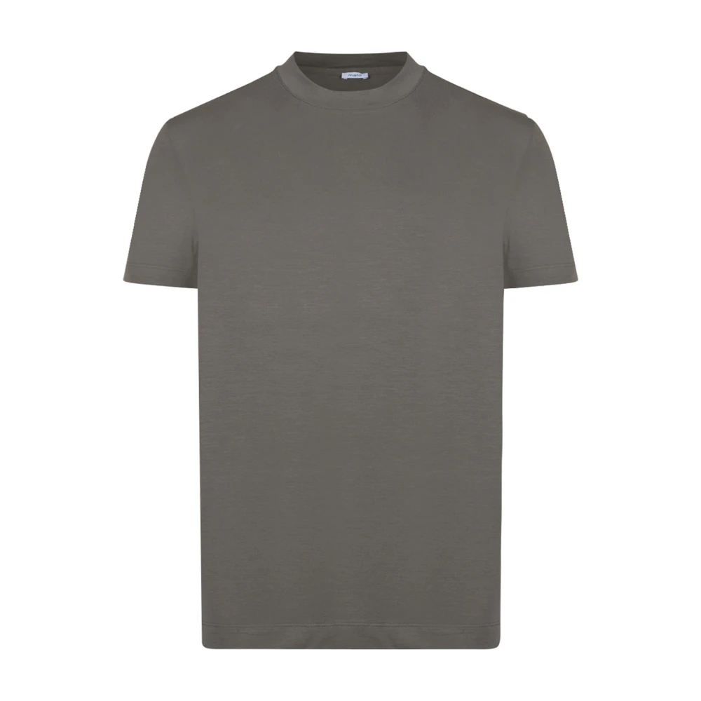 Malo Donker Zand T-shirt met Ronde Hals Gray Heren