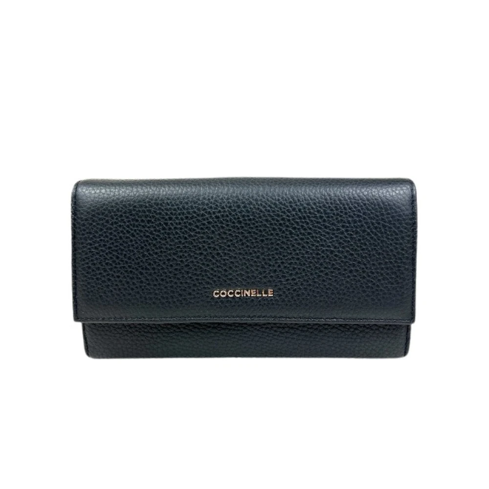 Coccinelle Women's Black Metallic Soft Double Wallet - Wallets & Cardholders - One Size - Accessories