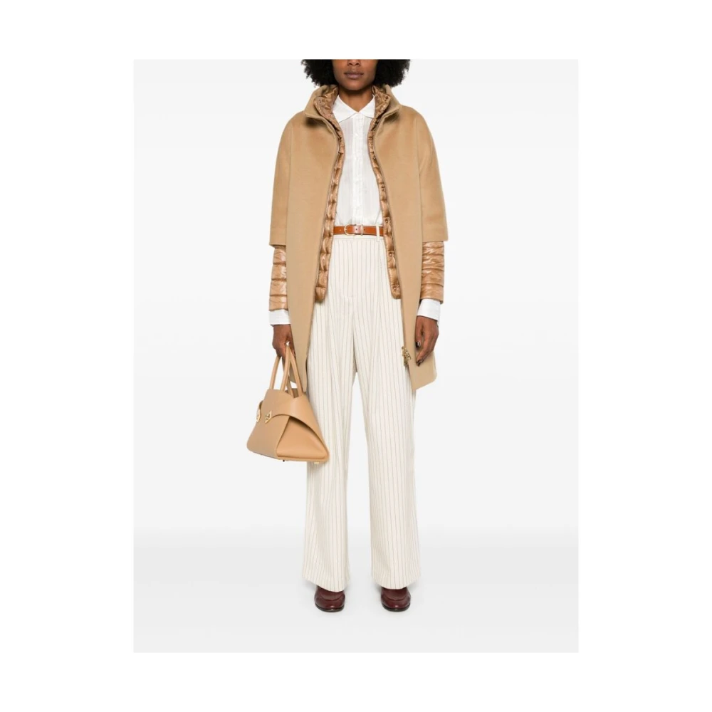 Herno Kameelwol Gelaagde Jas Beige Dames