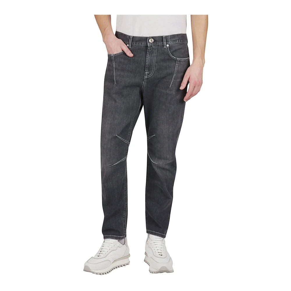 Eleventy Stretch Denim Broek met Moderne Pasvorm Gray Heren