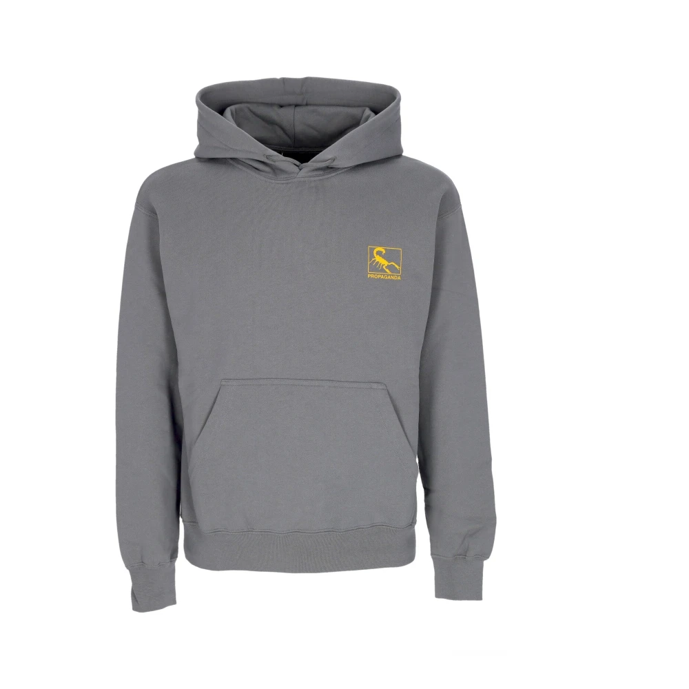 Propaganda Gray Hoodies, Male, Xs, Grey Long Sleeve Hoodie With Kangaroo Pocket