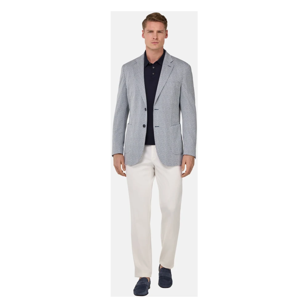 Boggi Milano Jersey Houndstooth Jas Blue Heren