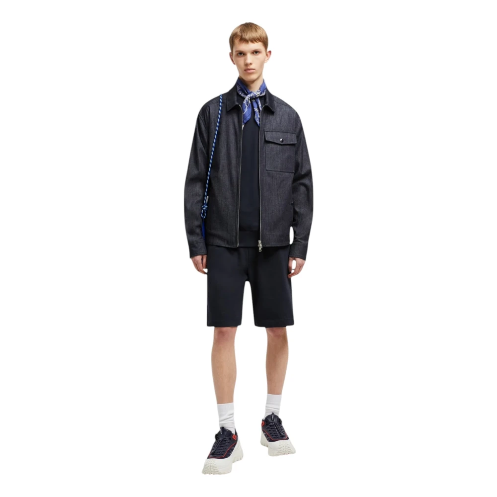 Moncler Navy Katoen Denim Shorts met Zak Blue Heren