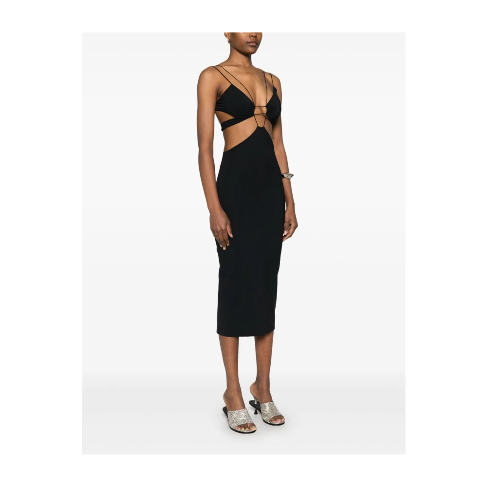 Amazuin Zwarte V-hals Cut-Out Jurk Black Dames