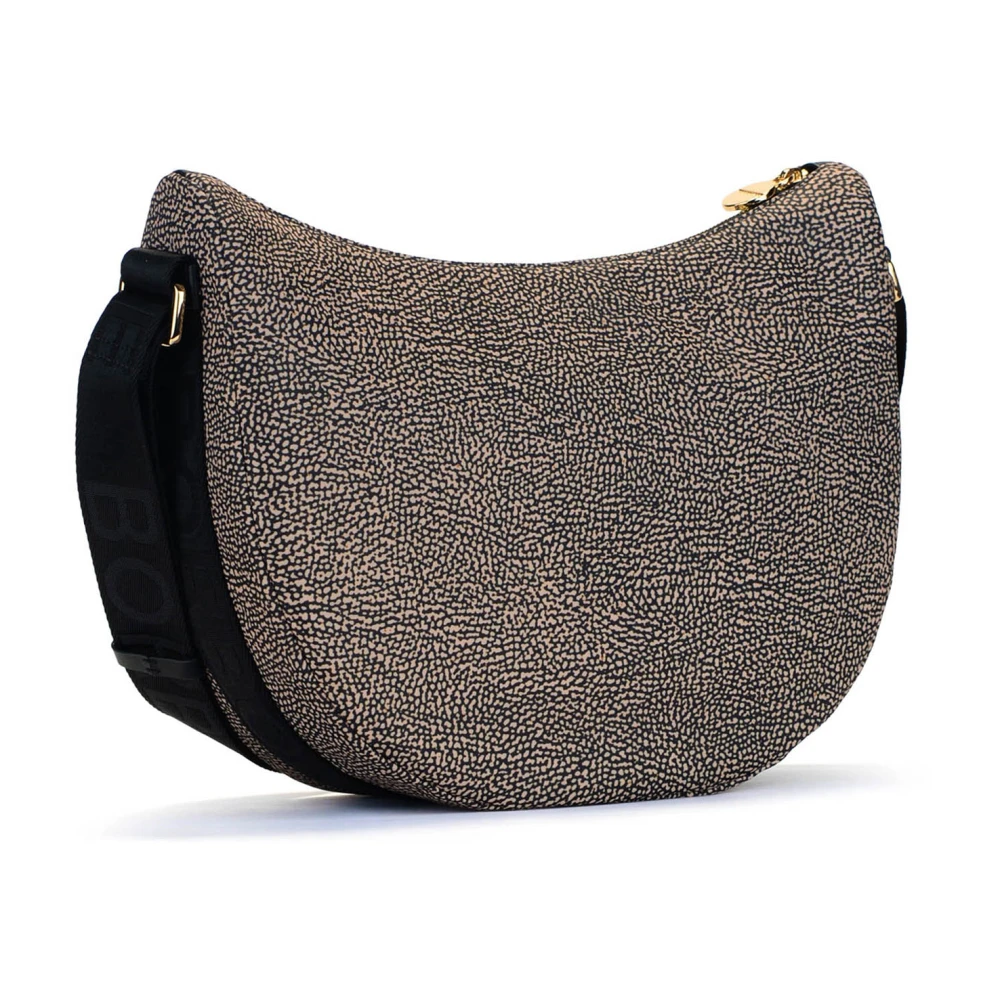 Borbonese Luna Bag Middle Natuurlijk Nylon Rits Brown Dames