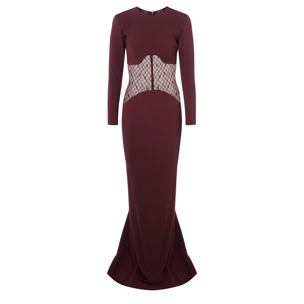 Elisabetta Franchi Rode Loper Rouge Noir Elegante Jurk Red Dames