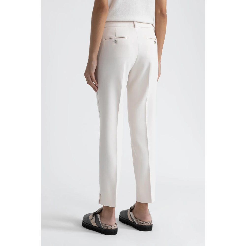 PESERICO Iconic 4718 stretch viscose dubbel geweven broek Beige Dames