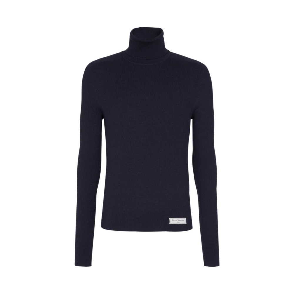 Balmain Blue Pb Turtleneck - Male - Turtlenecks - S - Knitwear