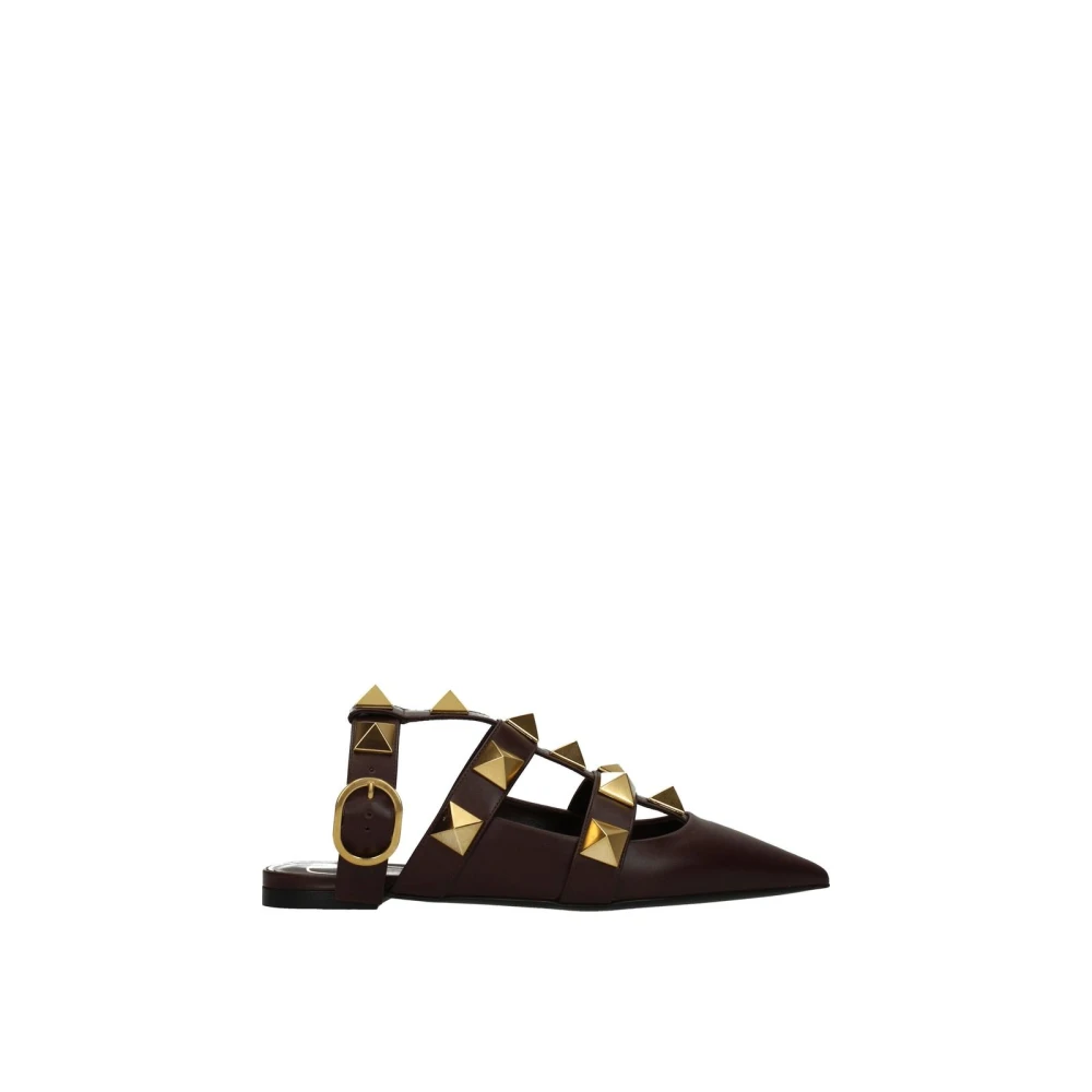 Valentino Garavani Women's Brown Mules, 3 1/2 Uk, Leather Sandals With Studs