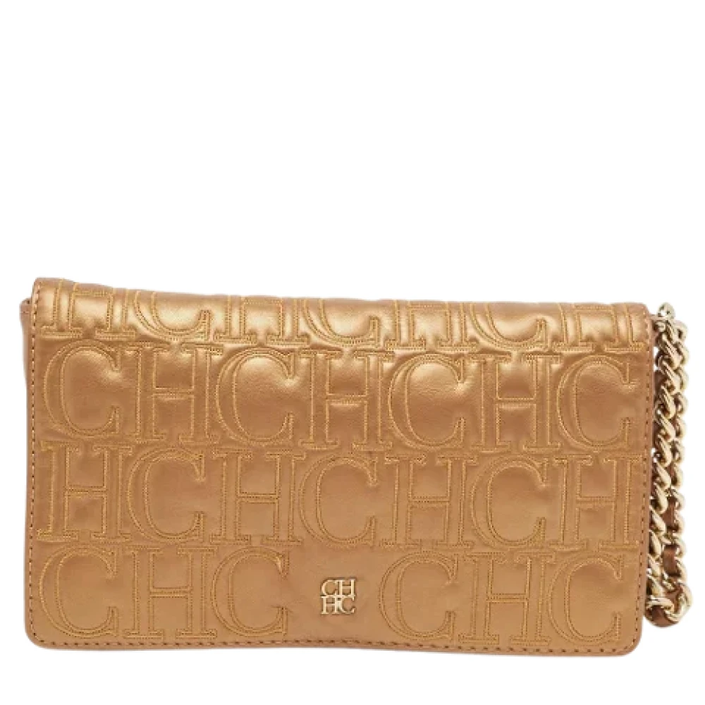 Carolina Herrera Pre-owned Leather clutches Brown Dames