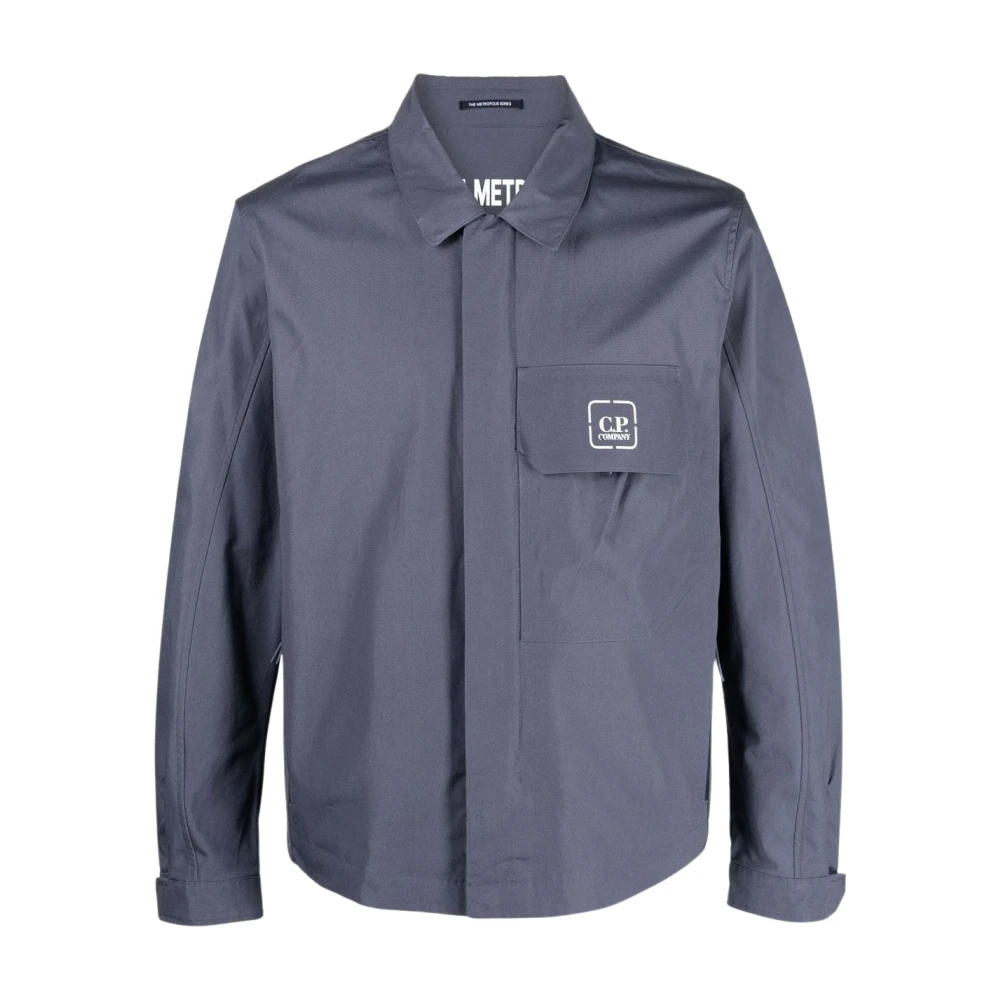 C.p. Company Grå Vattentät Canvas Overshirt Blue, Herr