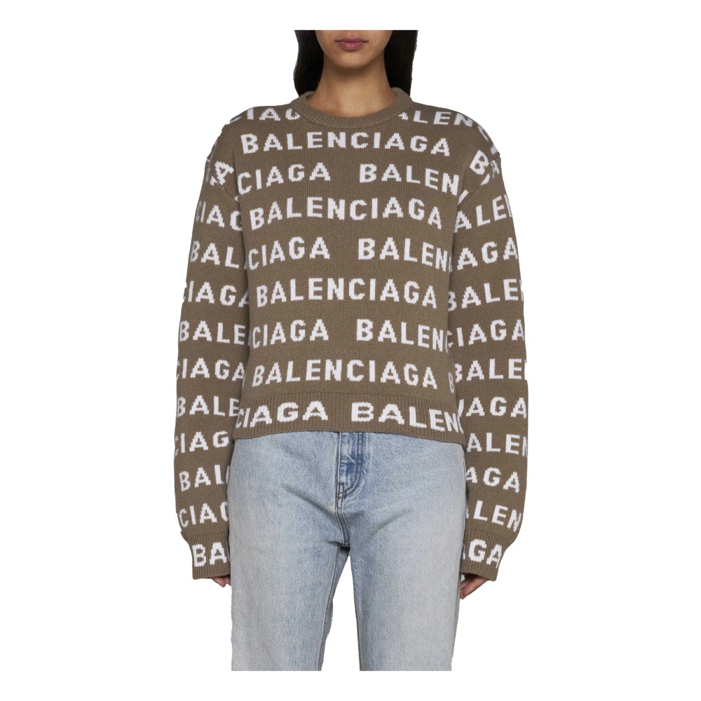 Balenciaga Stijlvolle Sweaters in Wit Blauw Multicolor Dames