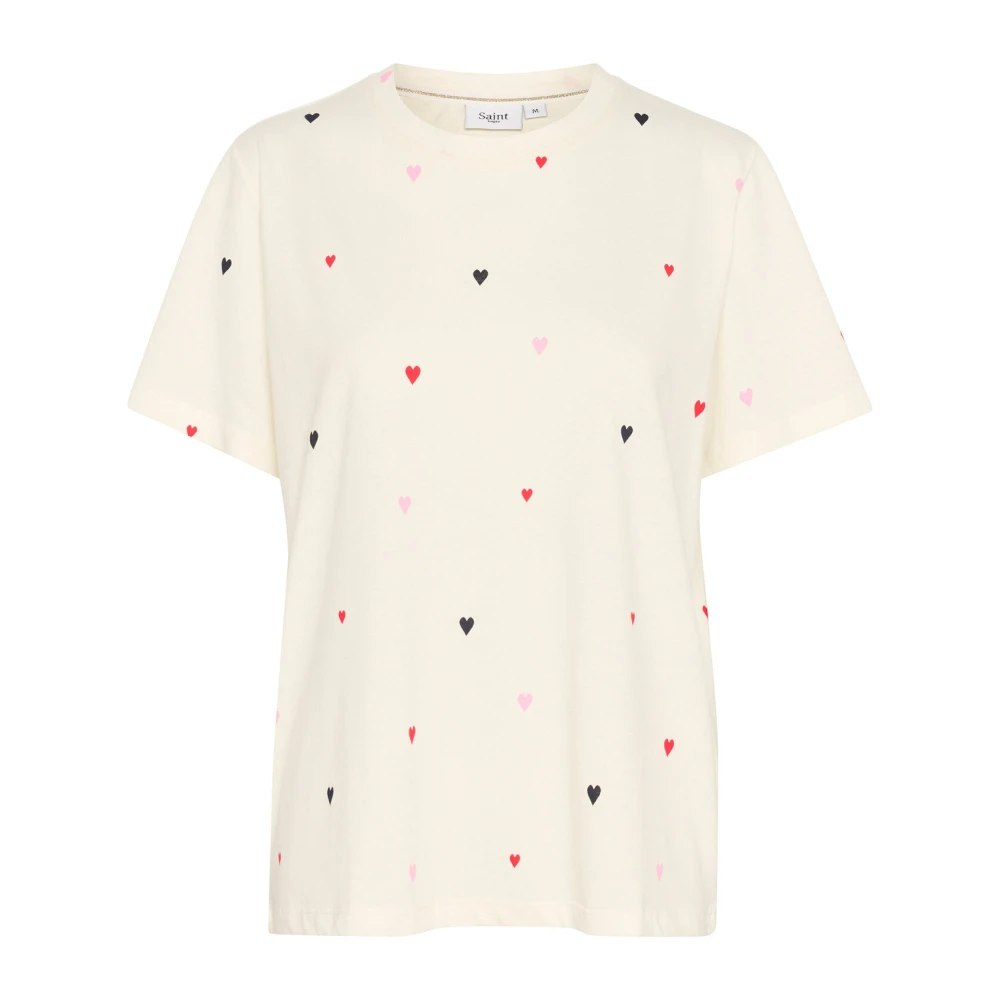 Saint Tropez Johanna T-shirt Ice Multi Hearts Beige Dames
