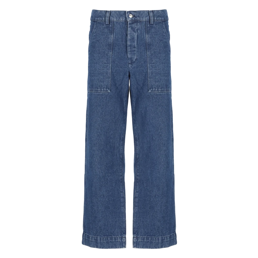 Maison Kitsuné Blauwe Katoenen Jeans met Zakken Blue Heren