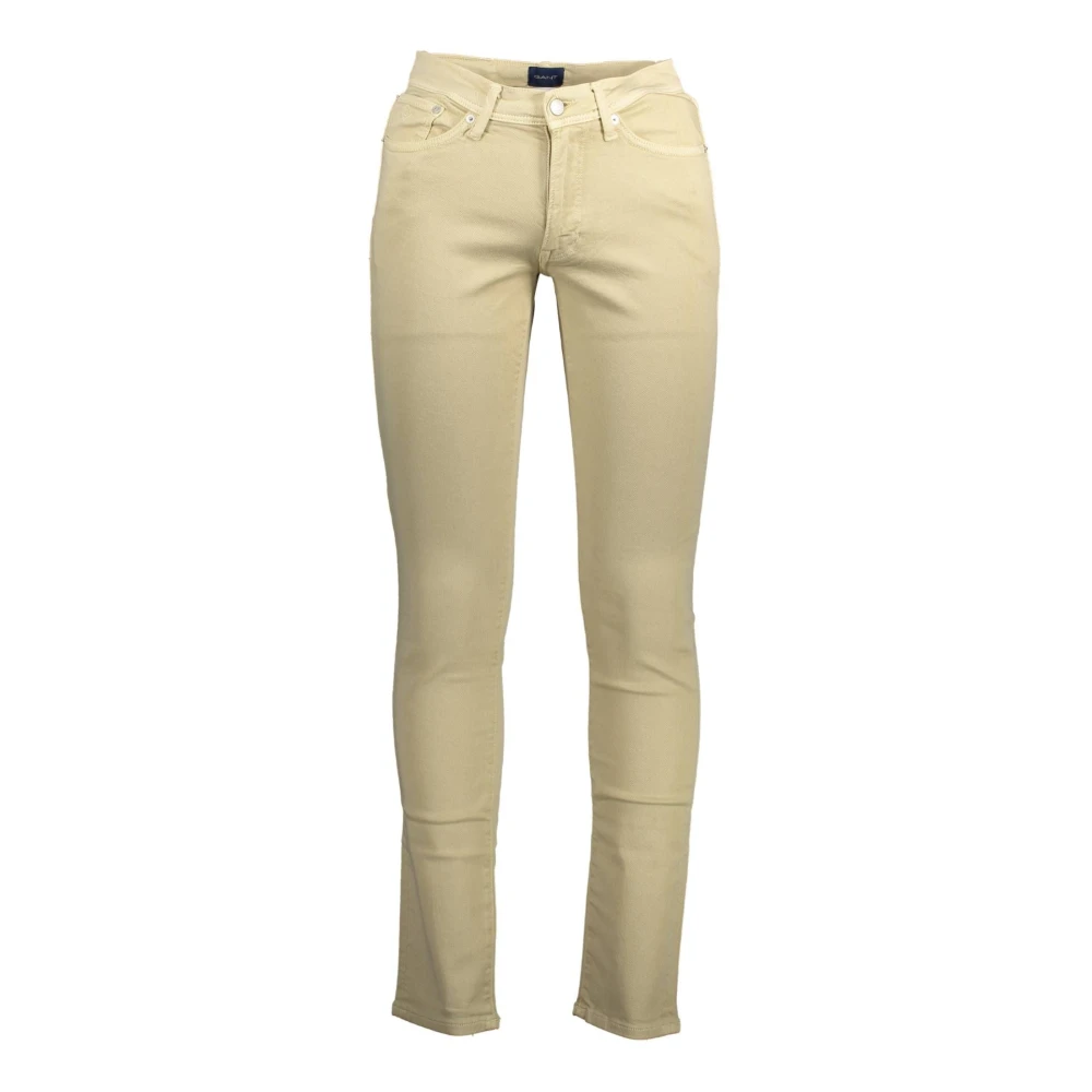 Gant Men's Beige Cotton Slim Trousers - Slim-Fit Trousers - W30 L34 - Trousers
