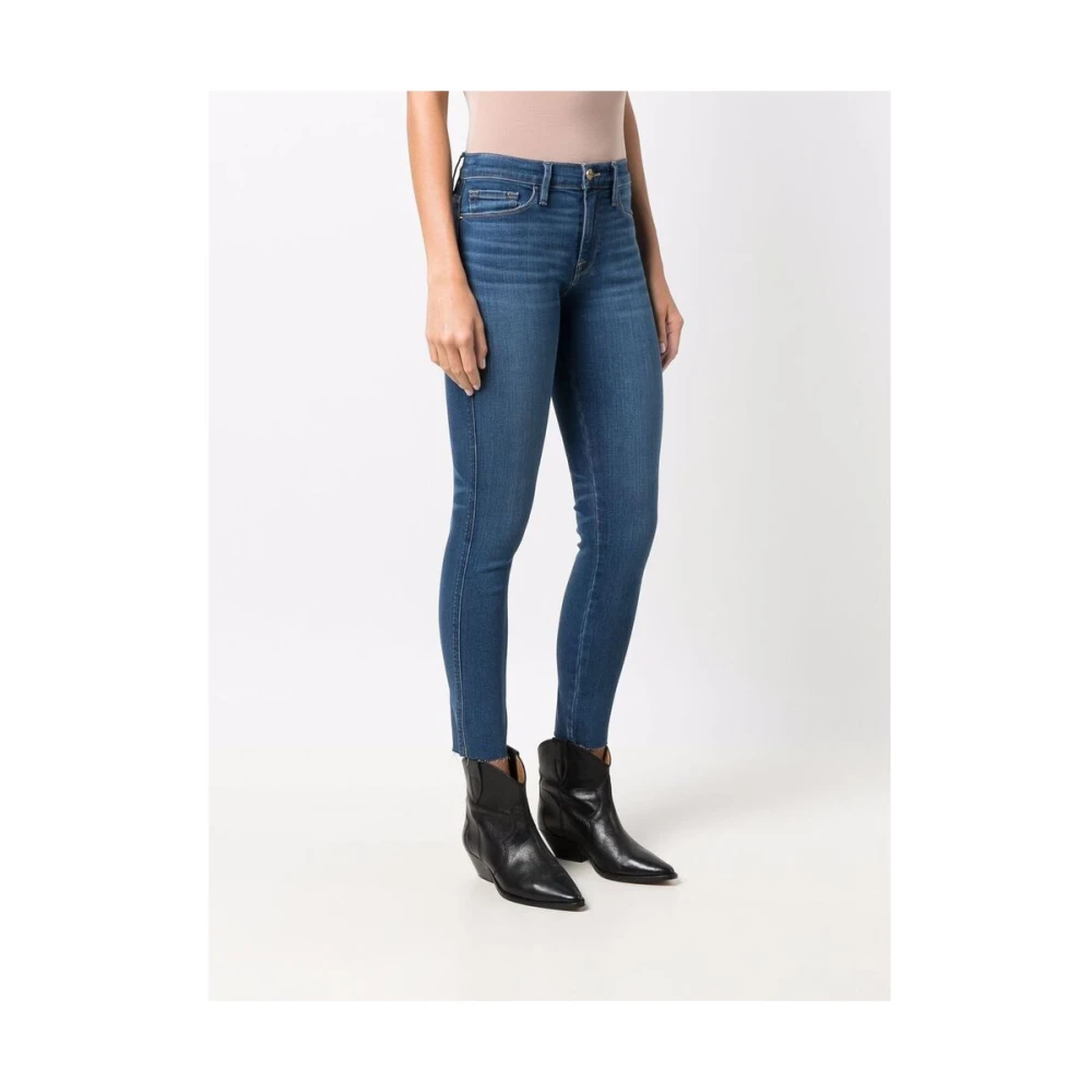Frame Blauwe Slim-Fit Stretch-Katoenen Jeans Blue Dames