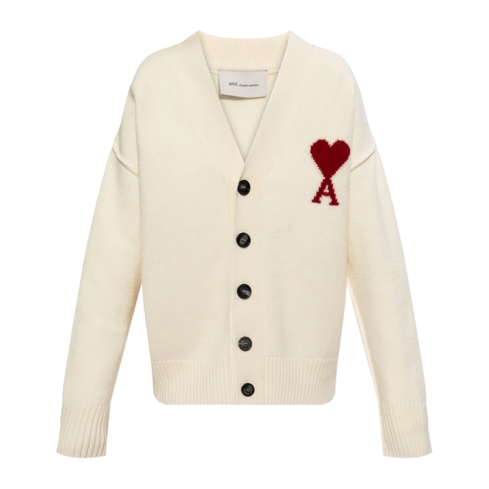 Ami Paris Beige Wool Cardigan