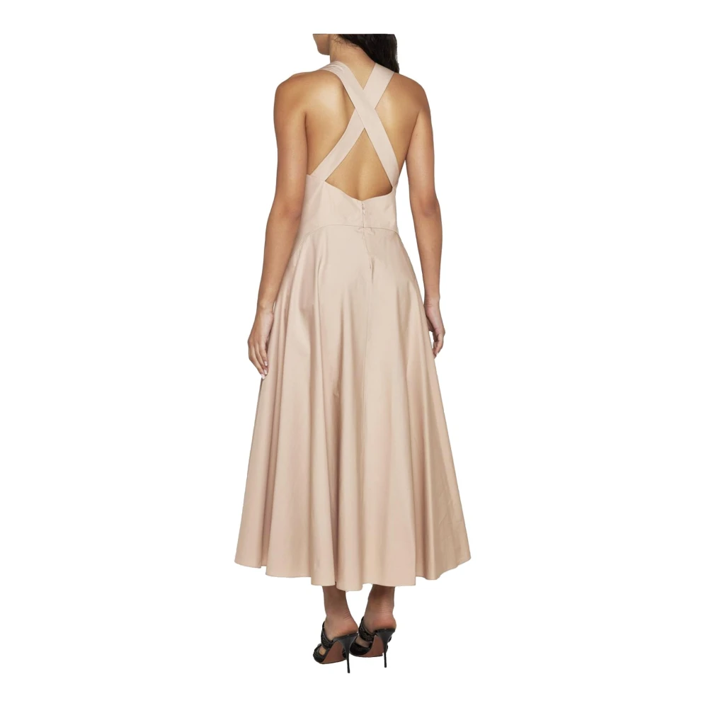Alaïa Elegante Beige Katoenen Midi Jurk Beige Dames