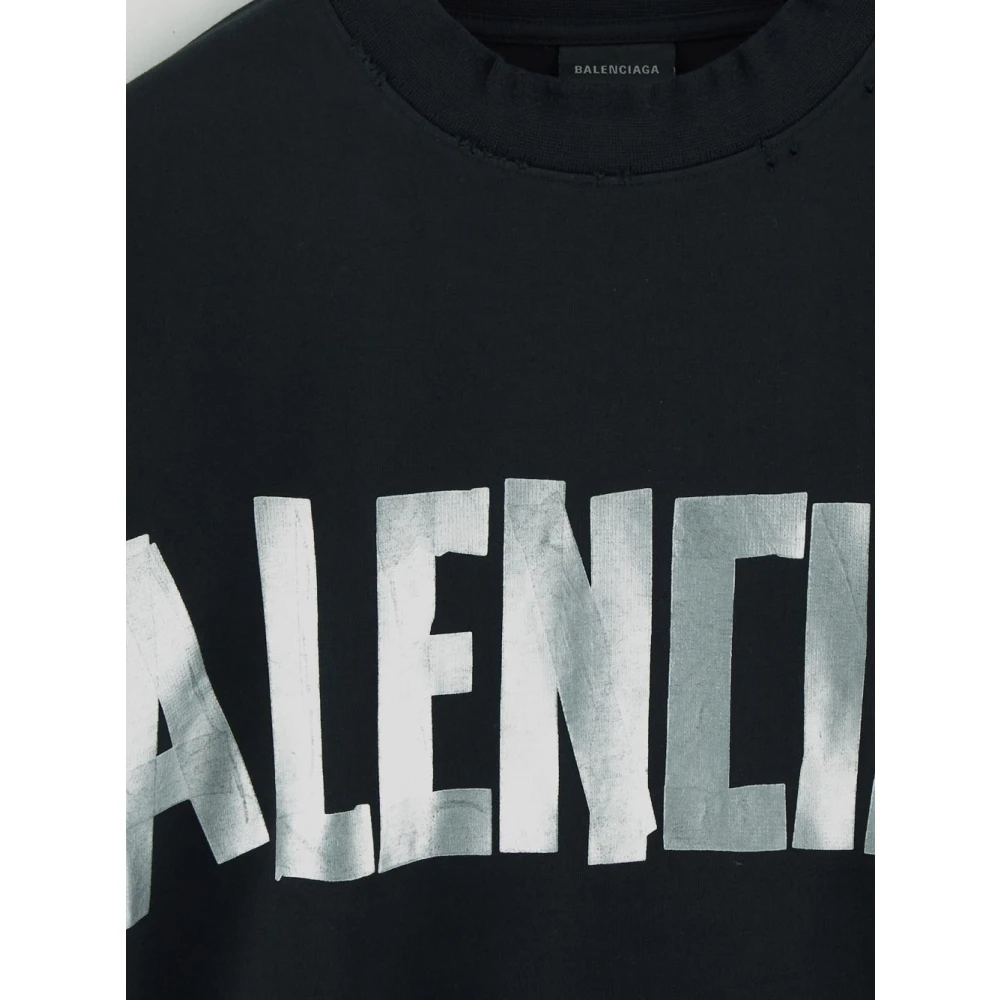 Balenciaga Katoenen Logo Jurk Black Dames
