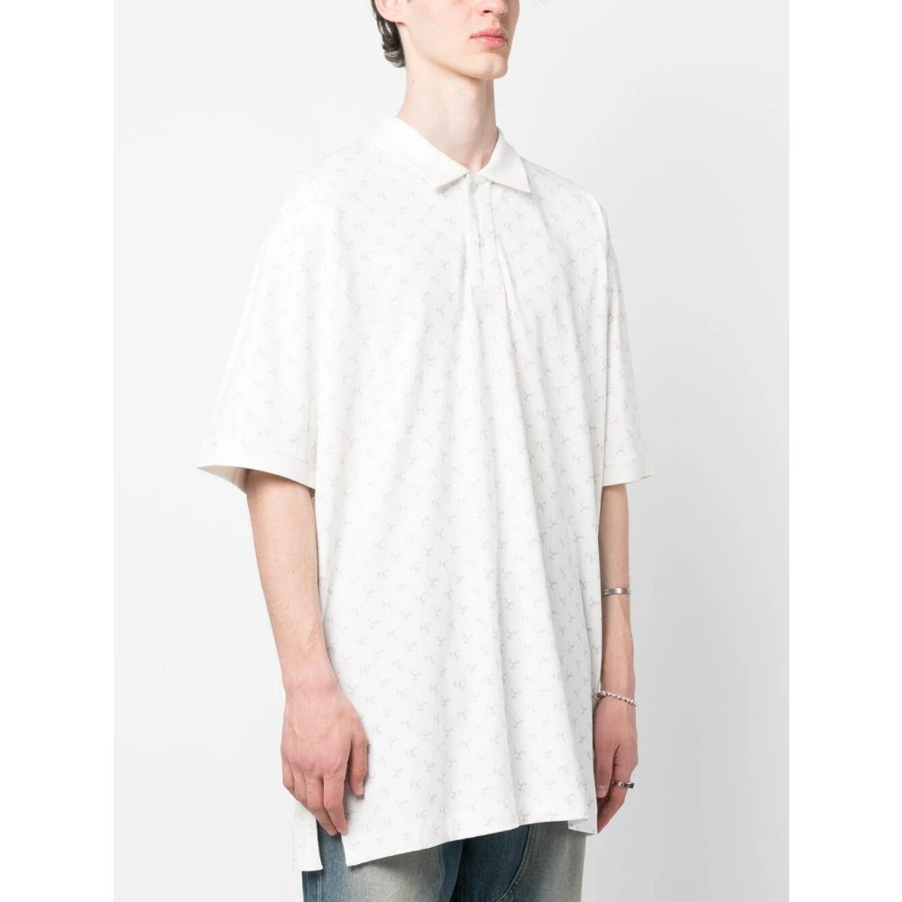 Chloé Nardin Lange Polo T-shirt met bloemenprint White Heren