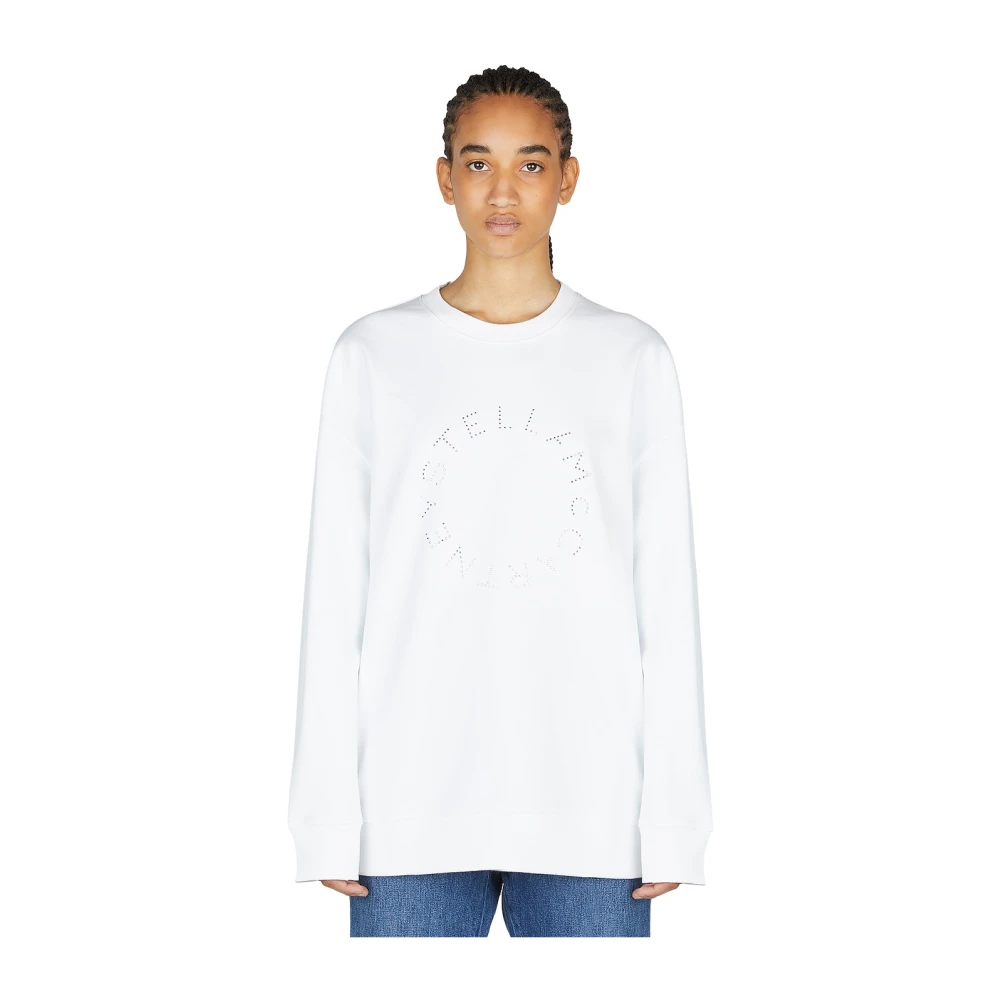 Stella Mccartney Women's White Rhinestone Logo Sweatshirt - Sweatshirts - L - Sweatshirts & Hoodies