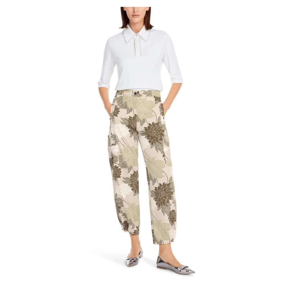 Marc Cain Relaxte cargobroek met bloemenprint Multicolor Dames