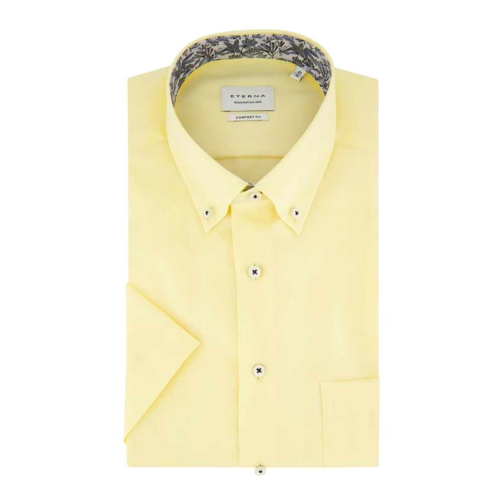 Eterna Casual korte mouw geel overhemd Yellow Heren