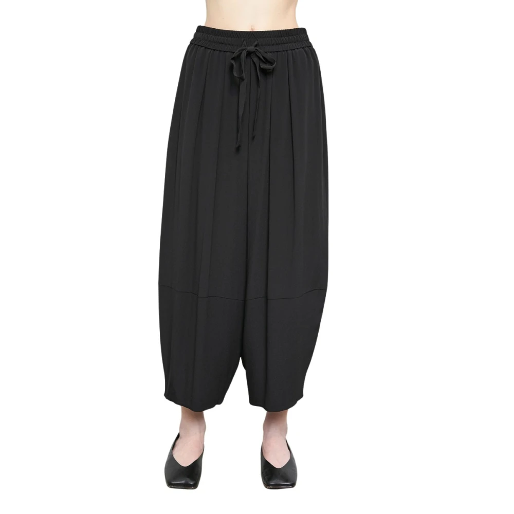 MeiMeiJ Wijde pijpen Crepe de Chine broek Black Dames