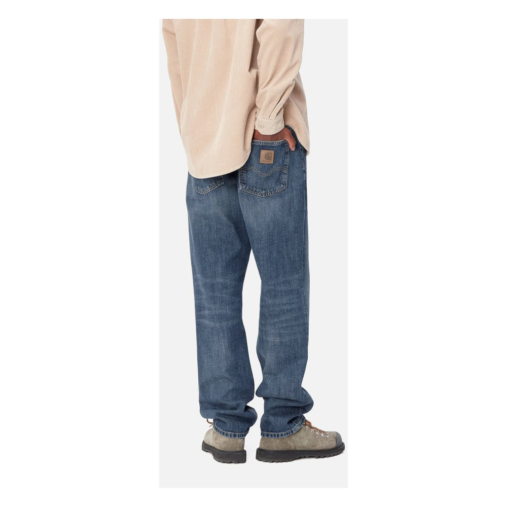 Carhartt WIP Relaxte Rechte Pijp Denim Broek Blauw Blue Heren