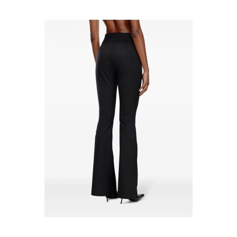 Diesel Zwarte Gebreide Flared Broek met Uitgesneden Details Black Dames