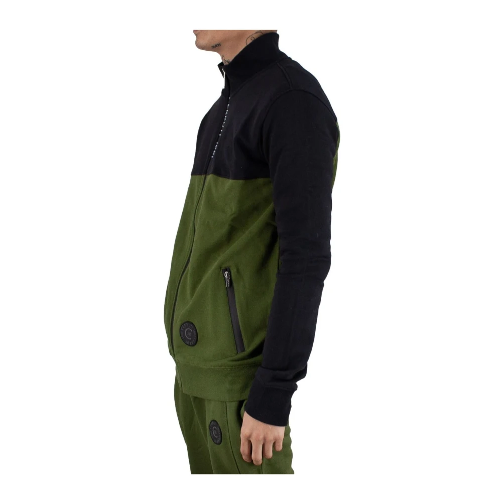 Cerruti 1881 Zwarte Zip Sweater Argeles Green Heren
