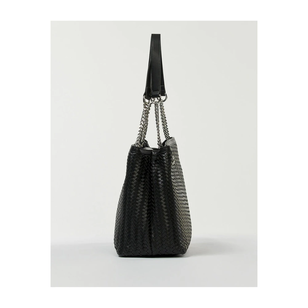 Cult Zwarte geweven shopper tas met kettinghengsels Black Dames