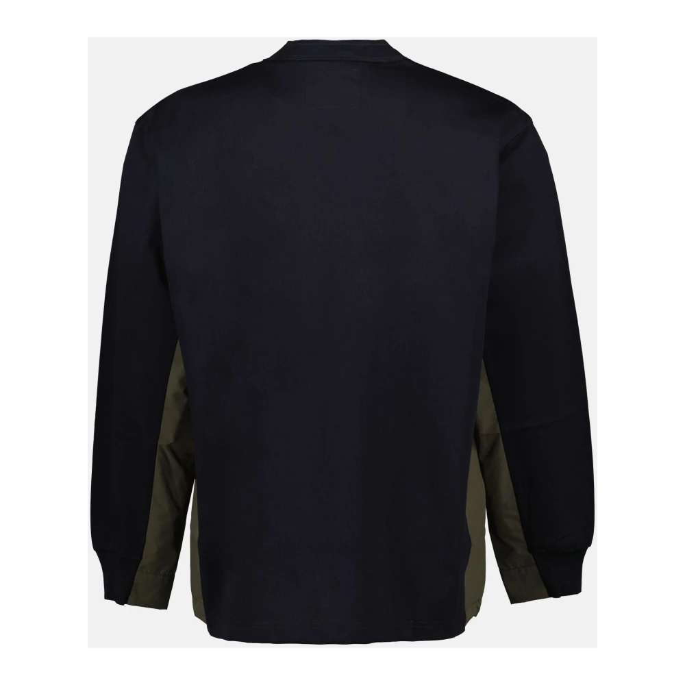 Sacai Bicolor Katoenen Jersey Longsleeve T-shirt Blue Heren