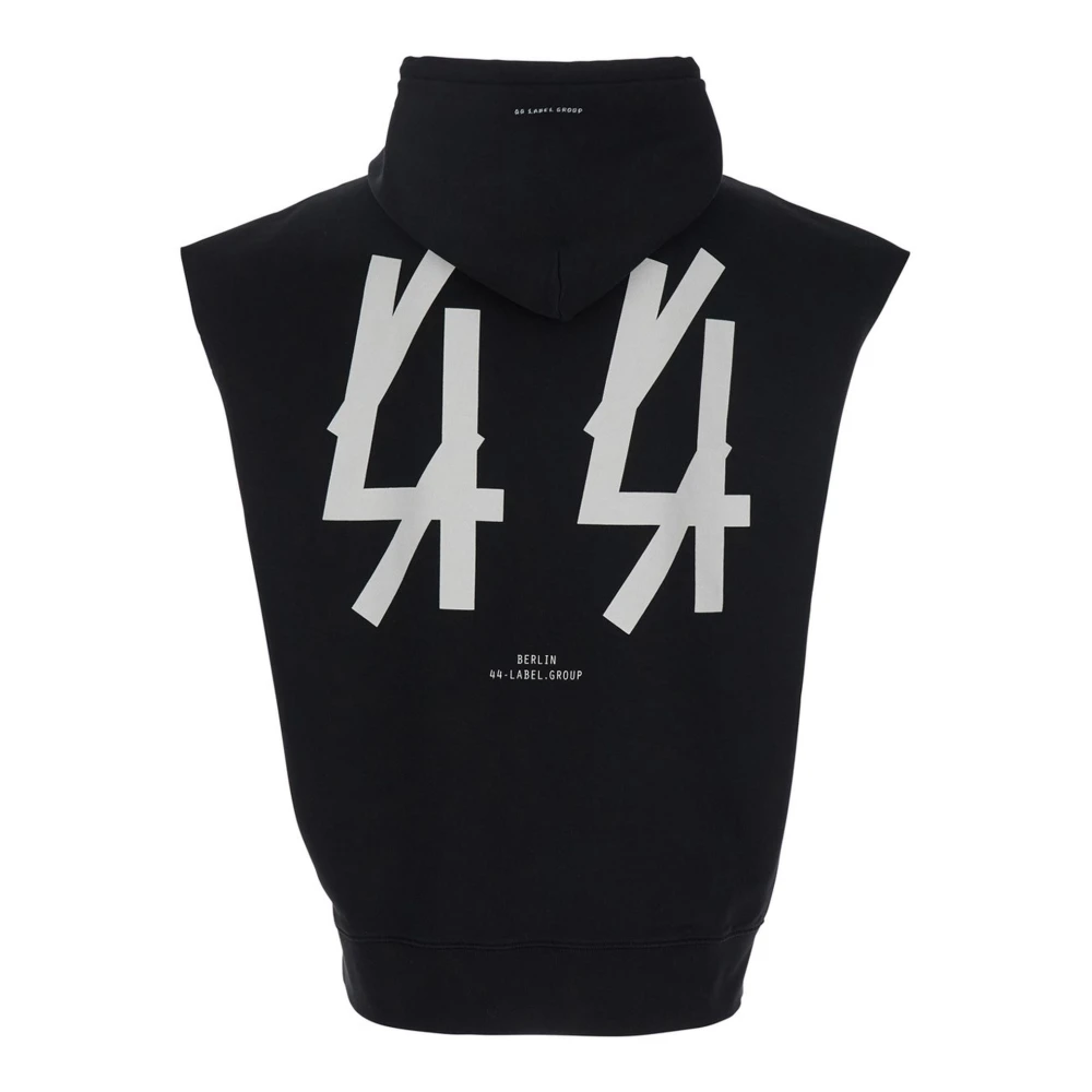 44 Label Group Zwarte hoodie trui met logoprint Black Heren