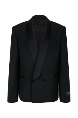 Satin-Lapel Blazer