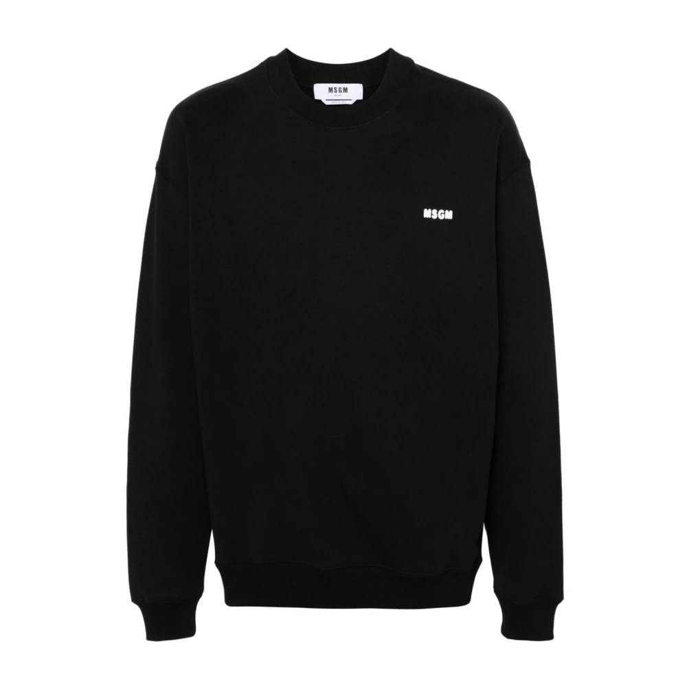 Msgm Zwarte Sweater met Logo Print Black Heren