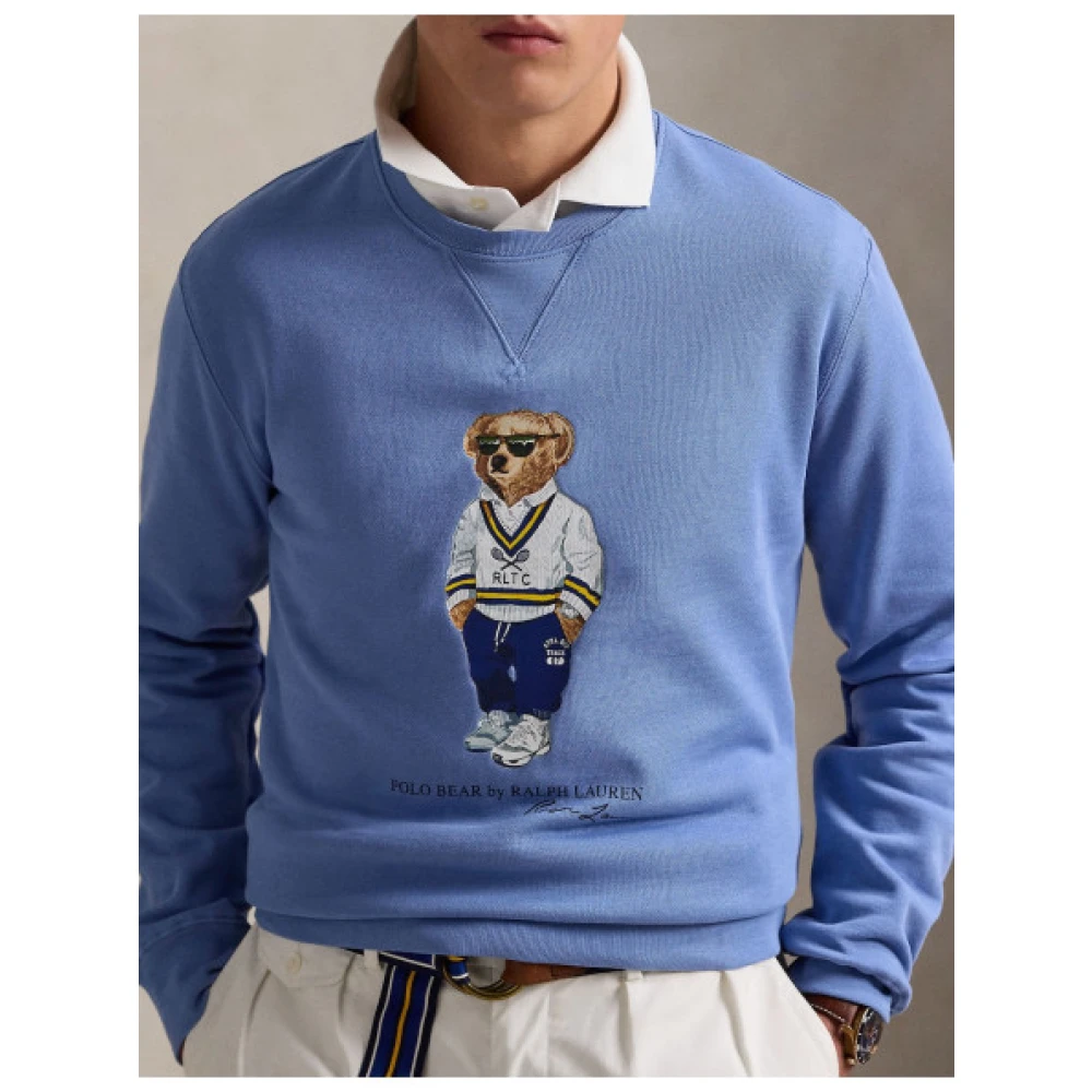 Polo Ralph Lauren Katoenen Polo Bear Sweatshirt met Tennisstijl Blue Heren