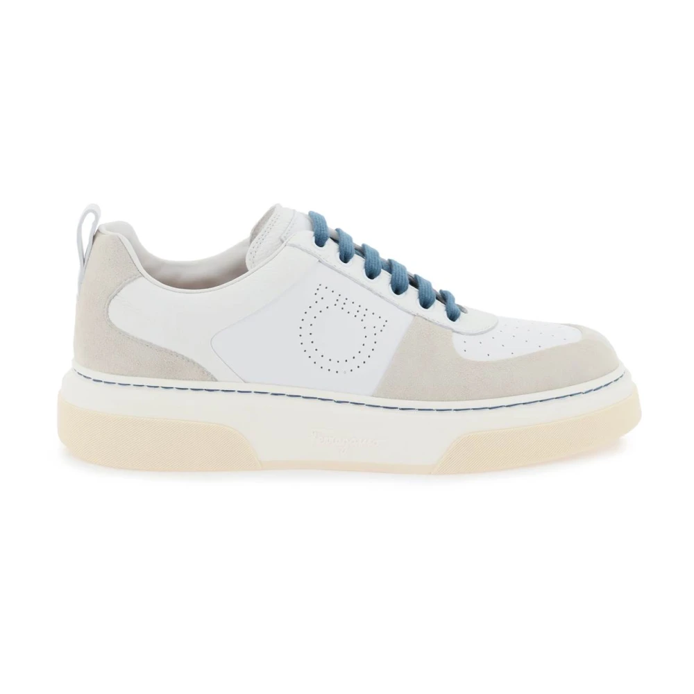 Salvatore Ferragamo Sneakers van glad leer en suède Multicolor Heren