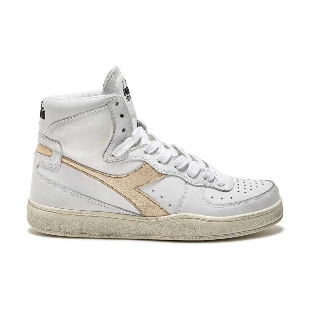 Diadora Women's White Sneakers, 4 Uk, Premium Stone Wash Trainers