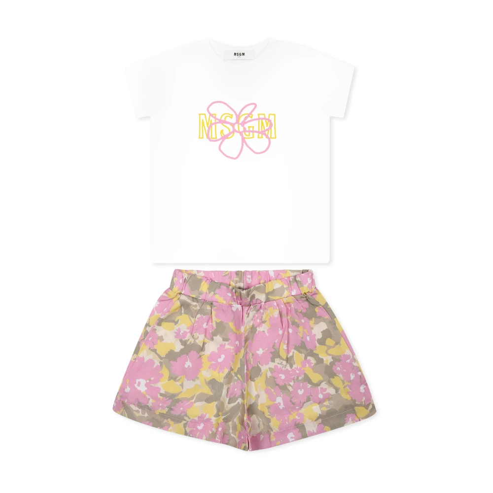 MSGM Blommig bomullst-shirt och shorts set Multicolor, Flicka