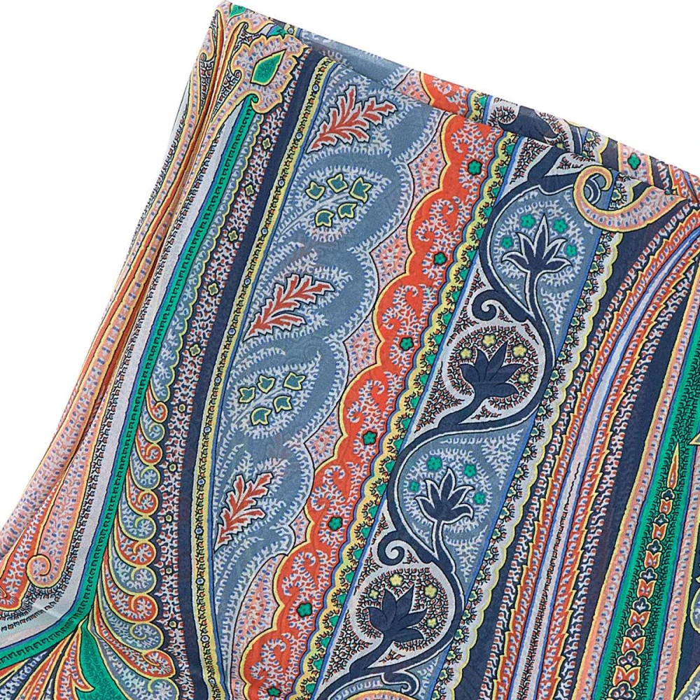ETRO Zijden Chiffon Sjaal met Multicolor en Franjes Multicolor Dames