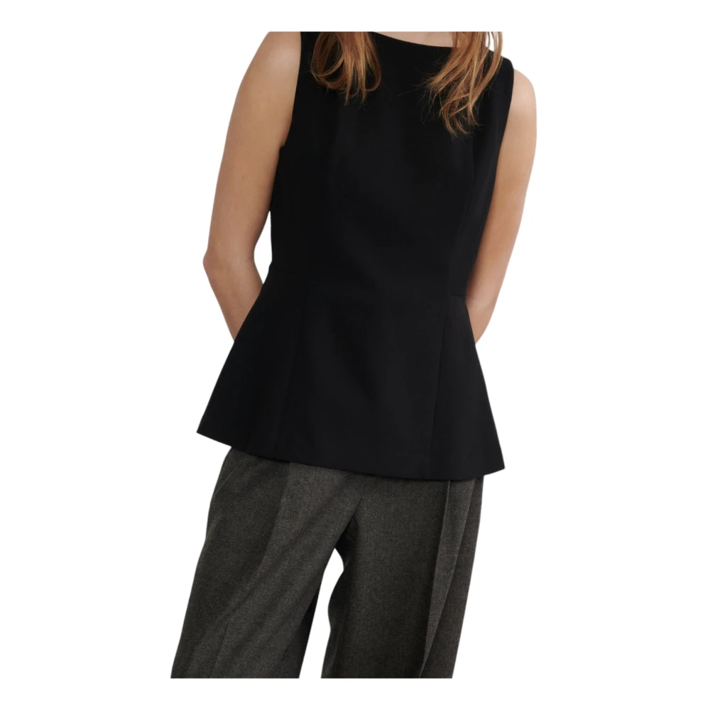 Heartmade Elegante Peplum Top met Getailleerde Pasvorm Black Dames
